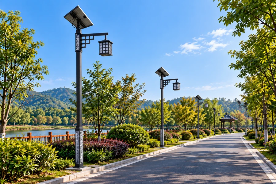 公园景区路灯太阳能改造场景