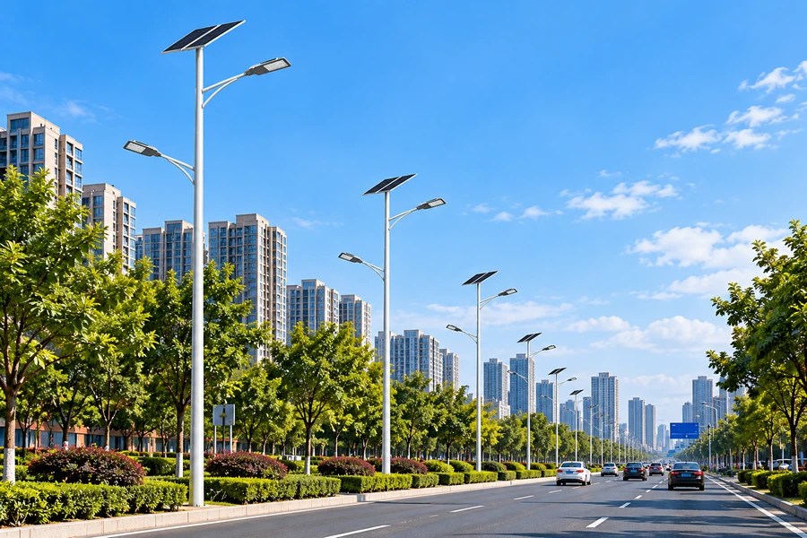 城市道路市电路灯太阳能改造场景