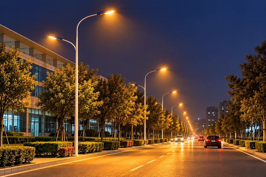 LED道路照明改造前传统钠灯照明