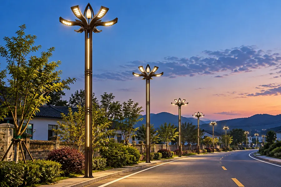 乡镇道路景观组合灯夜间照明效果
