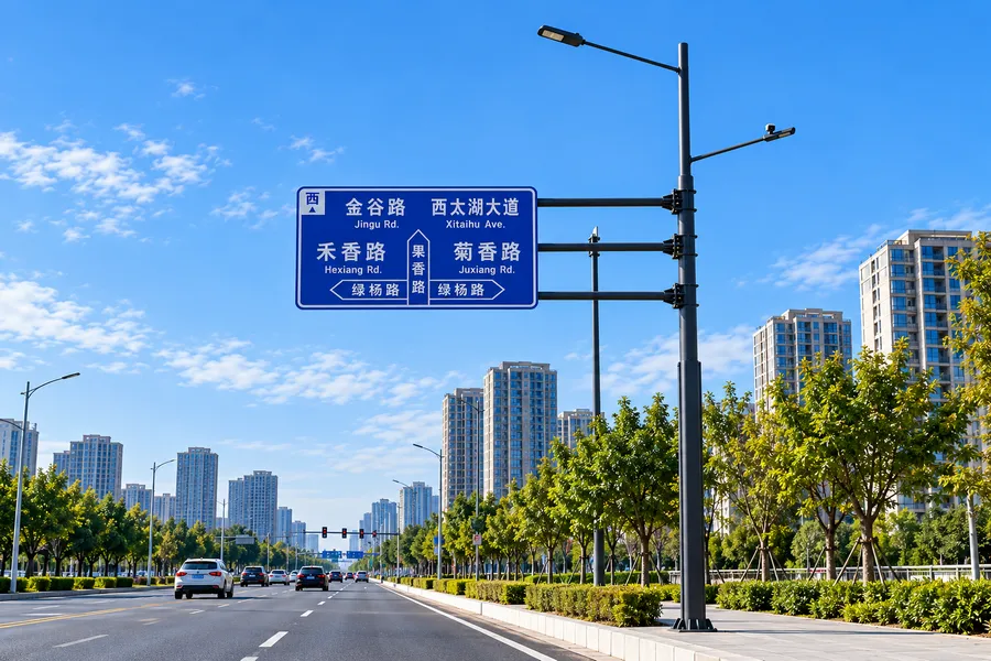 城市道路综合杆与交通标志牌安装应用