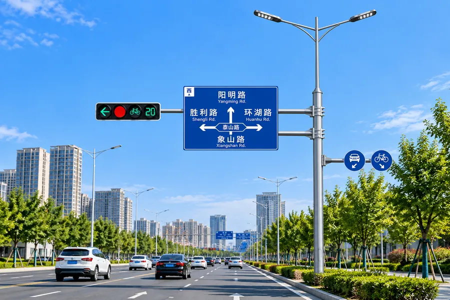 城市道路综合杆集成照明交通标志及信号设施