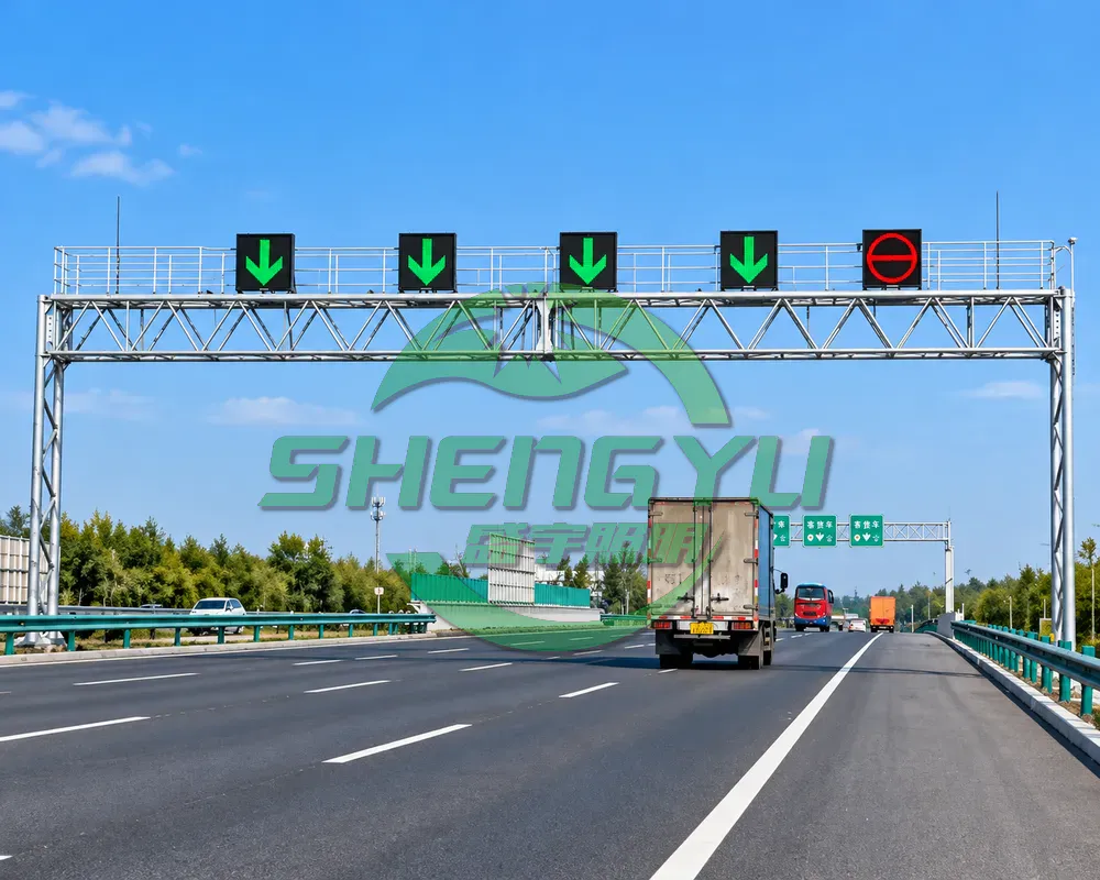 高速公路智能交通龙门架，安装车道指示屏的道路标志架