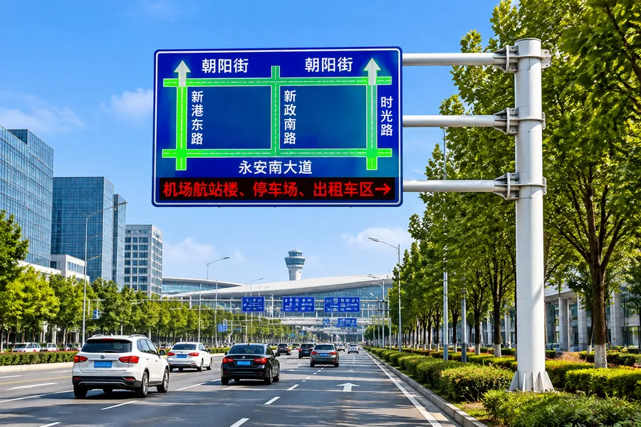 交通枢纽道路诱导屏杆应用场景