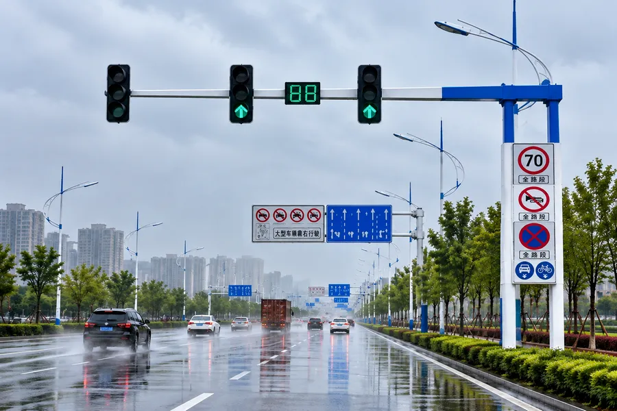 城市快速道路交通信号杆及倒计时信号灯