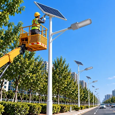 太阳能路灯二体灯与太阳能板线路连接调试