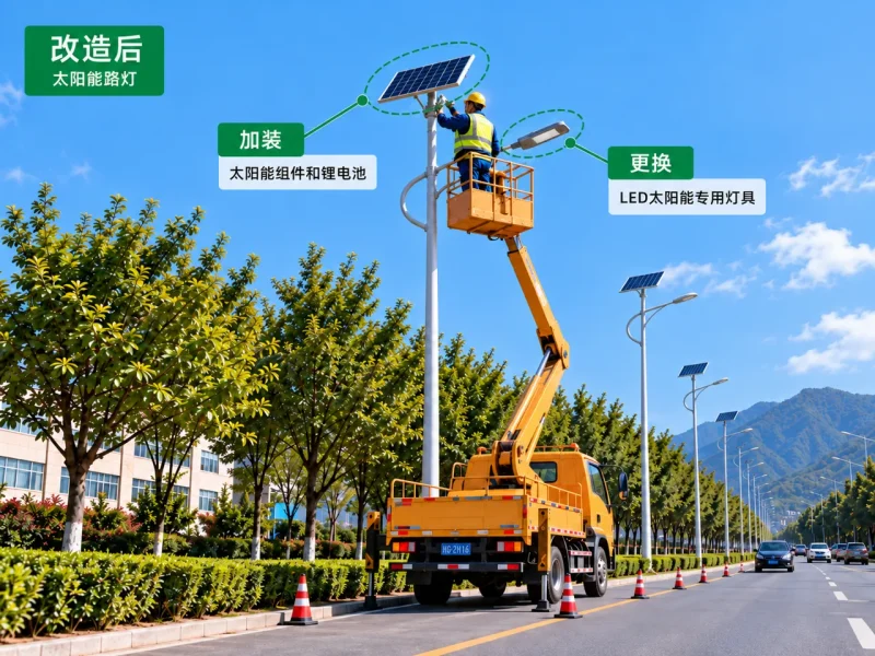 改造后太阳能路灯道路照明场景