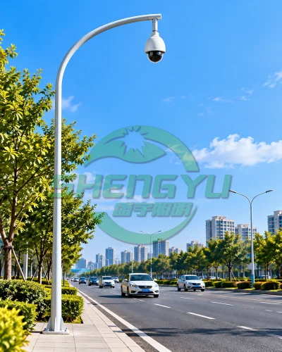 弯臂式监控杆A03，单球机悬挂安装