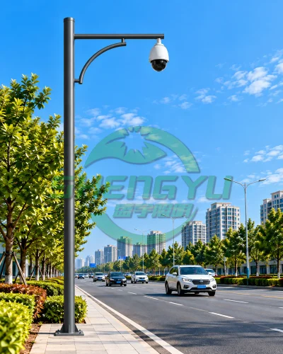 黑色弧形支撑监控杆A11，球机悬挂安装