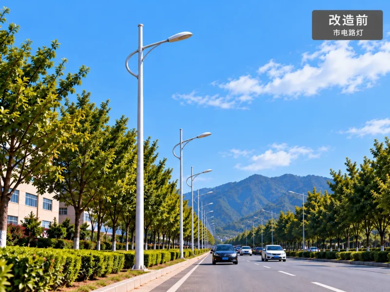 改造前传统市电路灯道路照明场景