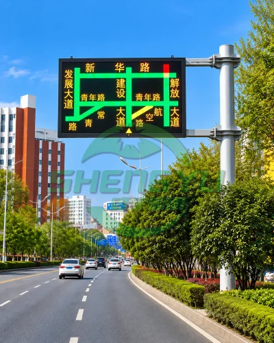 道路信息发布诱导屏杆安装场景