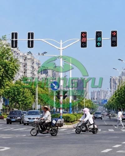 双悬臂交通信号杆道路应用