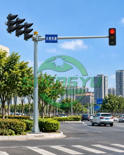 可定制悬臂方向的交通信号杆智能交通应用