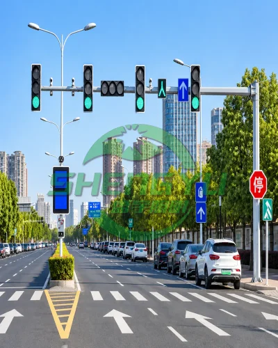 八角单悬臂交通信号杆道路工程应用
